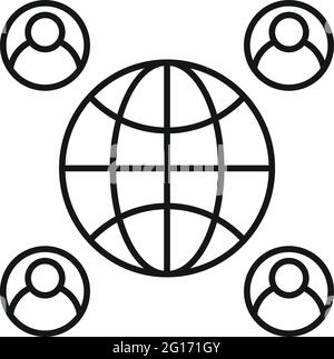 Outsource global freelancer icon, outline style Stock Vector
