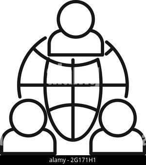 Outsource global network icon, outline style Stock Vector