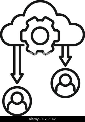 Outsource data cloud icon, outline style Stock Vector
