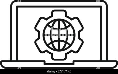 Outsource laptop icon, outline style Stock Vector