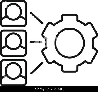 Outsource gear system icon, outline style Stock Vector