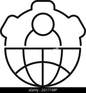 Outsource global gear icon, outline style Stock Vector