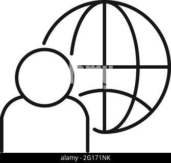 Outsource global icon, outline style Stock Vector