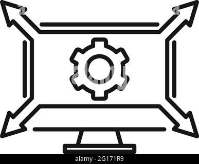 Outsource monitor icon, outline style Stock Vector