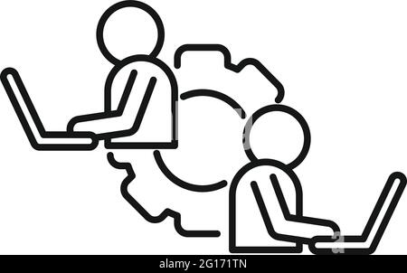 Outsource it boys icon, outline style Stock Vector