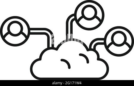 Outsource cloud elements icon, outline style Stock Vector
