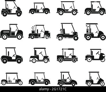 Auto golf cart icons set, simple style Stock Vector