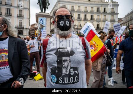Madrid, Spain. 05th June, 2021. Civil Guards protesting during a demonstration to demand equal rights with the rest of the police forces. Credit: Marcos del Mazo/Alamy Live News Stock Photo