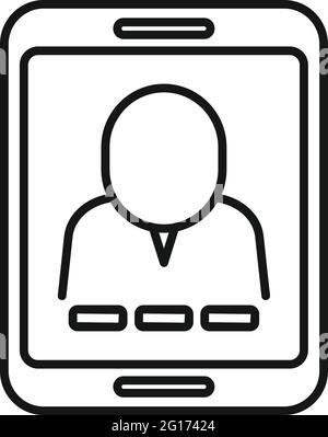 Tablet video call icon, outline style Stock Vector