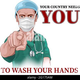 Nurse Doctor Pointing Your Country Needs You Stock Vector