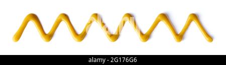 Splashes of mustard isolated on white background, top view Stock Photo