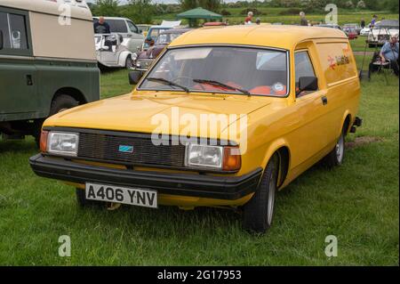 A1983 British Leyland Ital van in yellow with British Rail signs Stock Photo