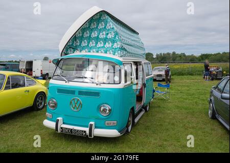 A VW camper van at a Volkswagen rally in Cornwall, UK Stock Photo - Alamy