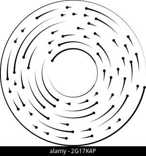 Circular, radial lines with nodes, points – Stock vector illustration, Clip-art graphics Stock Vector
