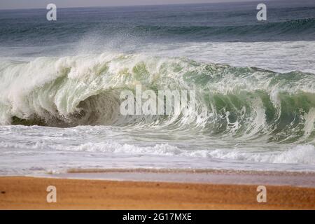 big waves splashing in ocean Stock Photo