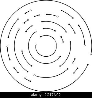 Circular, radial lines with nodes, points – Stock vector illustration, Clip-art graphics Stock Vector