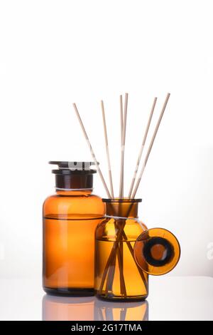 Air refresher bottle mock up isolated, reed diffuser on a white background Stock Photo