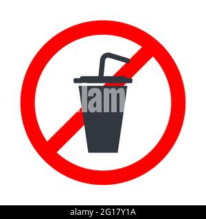 Drinking not allowed, drinks forbidden sign with cocktail icon on white background Stock Vector