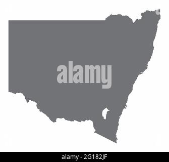 The New South Wales silhouette map isolated on white background, Australia Stock Vector