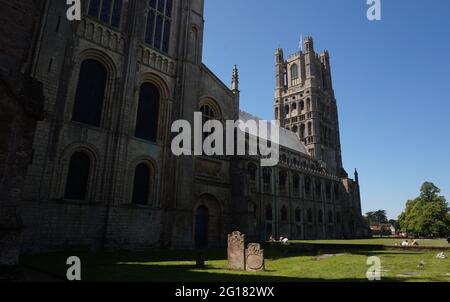 West Tower of Ely Cathedral, Ely, Cambridgeshire, England Stock Photo