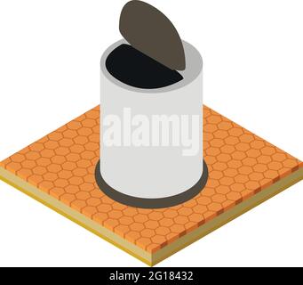Office trashcan icon. Isometric illustration of office trashcan vector icon for web Stock Vector
