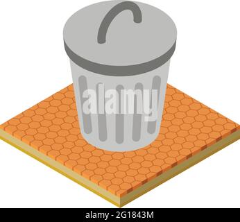 Metal trashcan icon. Isometric illustration of metal trashcan vector icon for web Stock Vector