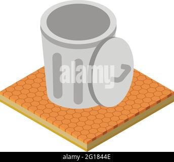 Trash basket icon. Isometric illustration of trash basket vector icon for web Stock Vector