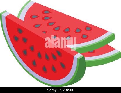 Watermelon pieces icon. Isometric of Watermelon pieces vector icon for web design isolated on white background Stock Vector