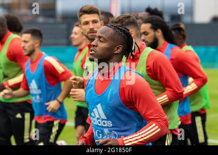 Belgium's Michy Batshuayi pictured during a training session of the Belgian national soccer team Red Devils, in Tubize, Saturday 05 June 2021. The tea Stock Photo