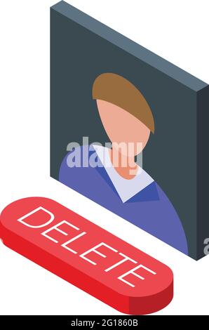 Delete user button icon. Isometric of Delete user button vector icon for web design isolated on white background Stock Vector