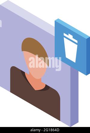 Delete user icon. Isometric of Delete user vector icon for web design isolated on white background Stock Vector