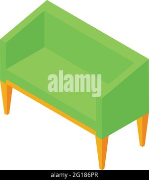 Green sofa icon. Isometric of Green sofa vector icon for web design isolated on white background Stock Vector