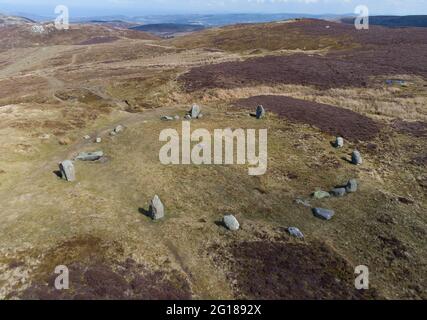 Druids Circle, a prehistoric stone circle in Snowdonia, North Wales Stock Photo