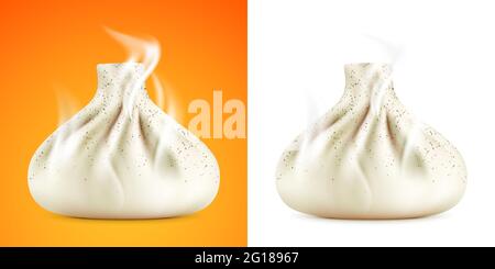 Khinkali realistic vector illustration. Traditional Georgian dumpling, isolated on background. Stock Vector