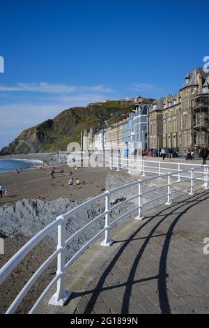 The sea front at Aberystwyth on the Welsh coast Stock Photo