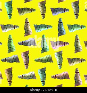 Natural botanical leaf spiral green botanical pattern yellow trend background. Seamless pattern.  Stock Photo