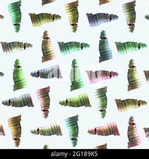Natural botanical spiral made of leaf green botanical pattern white background. Decorative print Stock Photo