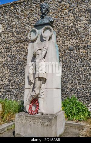 Edith Cavell memorial, in Norwich, UK Stock Photo