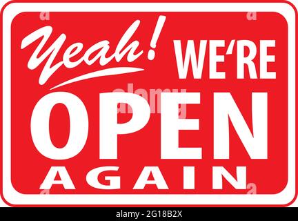 Open again sign for business reopening. Red sign vector illustration eps Stock Vector