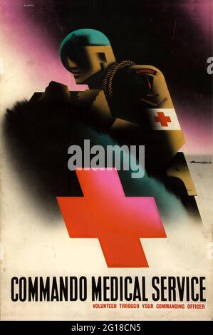 An old WW2 poster recruiting for the Commando medical service Stock Photo