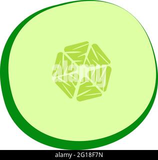 Cucumber Vegetables slice. Simple food nature vector illustration Stock Vector