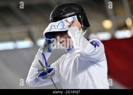 Napoli, Italy. 05th June, 2021. Mara Navarria Italian fencer, during the 2021 Italian fencing championship, which was held at the Palavesuvio in Naples (NA). Naples, Italy, June 05, 2021. (photo by Vincenzo Izzo/Sipa USA) Credit: Sipa USA/Alamy Live News Stock Photo