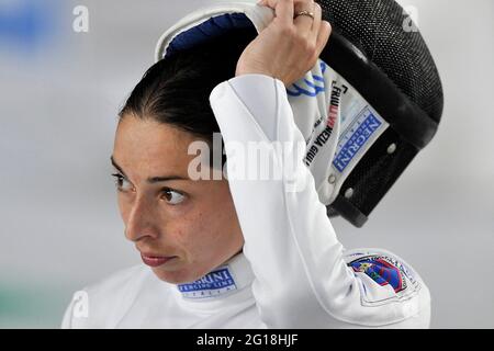 Napoli, Italy. 05th June, 2021. Mara Navarria Italian fencer, during the 2021 Italian fencing championship, which was held at the Palavesuvio in Naples (NA). Naples, Italy, June 05, 2021. (photo by Vincenzo Izzo/Sipa USA) Credit: Sipa USA/Alamy Live News Stock Photo