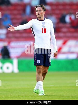 Middlesborough, United Kingdom. 02 June 2021. England's Jack Grealish. credit Anthony Devlin/Alamy Live News Stock Photo