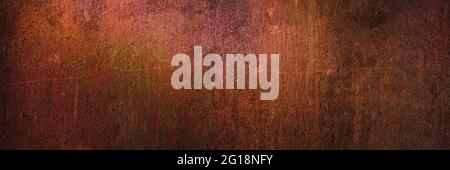 Panoramic grunge rusted metal texture, rust and oxidized metal background, banner. Old metal iron panel Stock Photo