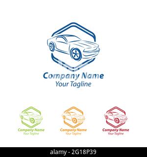 Car logo in simple line graphic design template vector.EPS10 Stock Vector