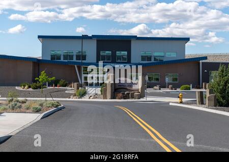 Hydro Office and Visitor Center at the Wanapum Dam, Washington in USA - May 2, 2021 Stock Photo