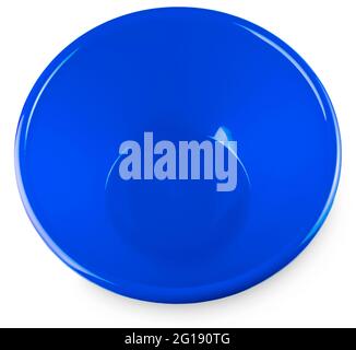 The close up blue bowl isolated on white background Stock Photo