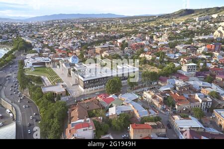 President palace in Georgia Tbilisi aerial drone view Stock Photo