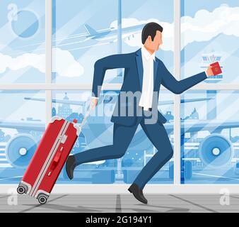 Man with Travel Bag. Tourist with Suitcase Stock Vector